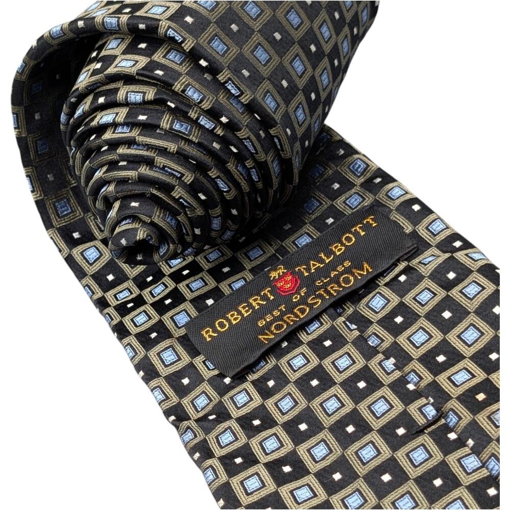 Robert Talbott Best Of Class Tie Mens 60" Silk Checks Squares USA Dress Vintage - Picture 4 of 8